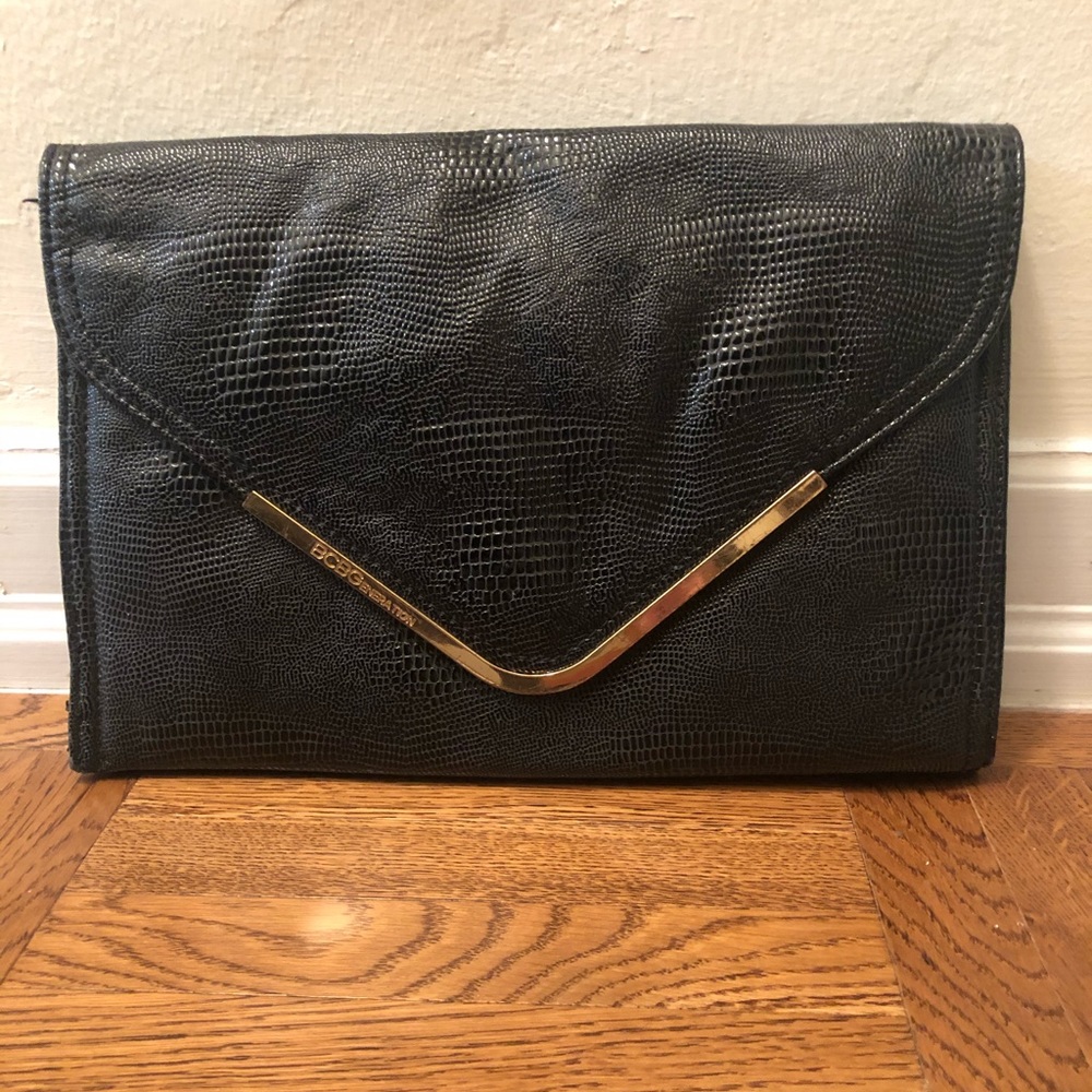 BCBGeneration Faux Leather Croc Embossed Clutch